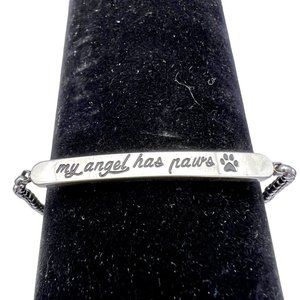 Bracelet Silver Tone My Angel Has Paws Adjustable to 9.5 inch NWOT